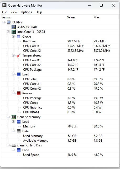image showing my GPU temperature based on high GPU usage